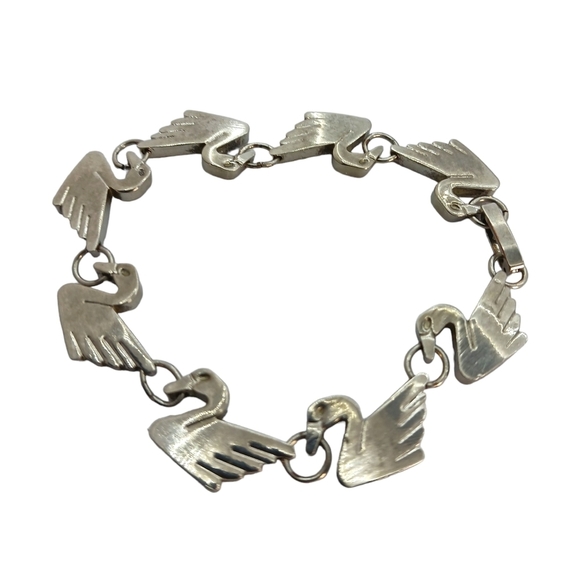 Vintage Womens Bracelet Swan Bird Duck 925 Sterling Silver - Picture 1 of 3